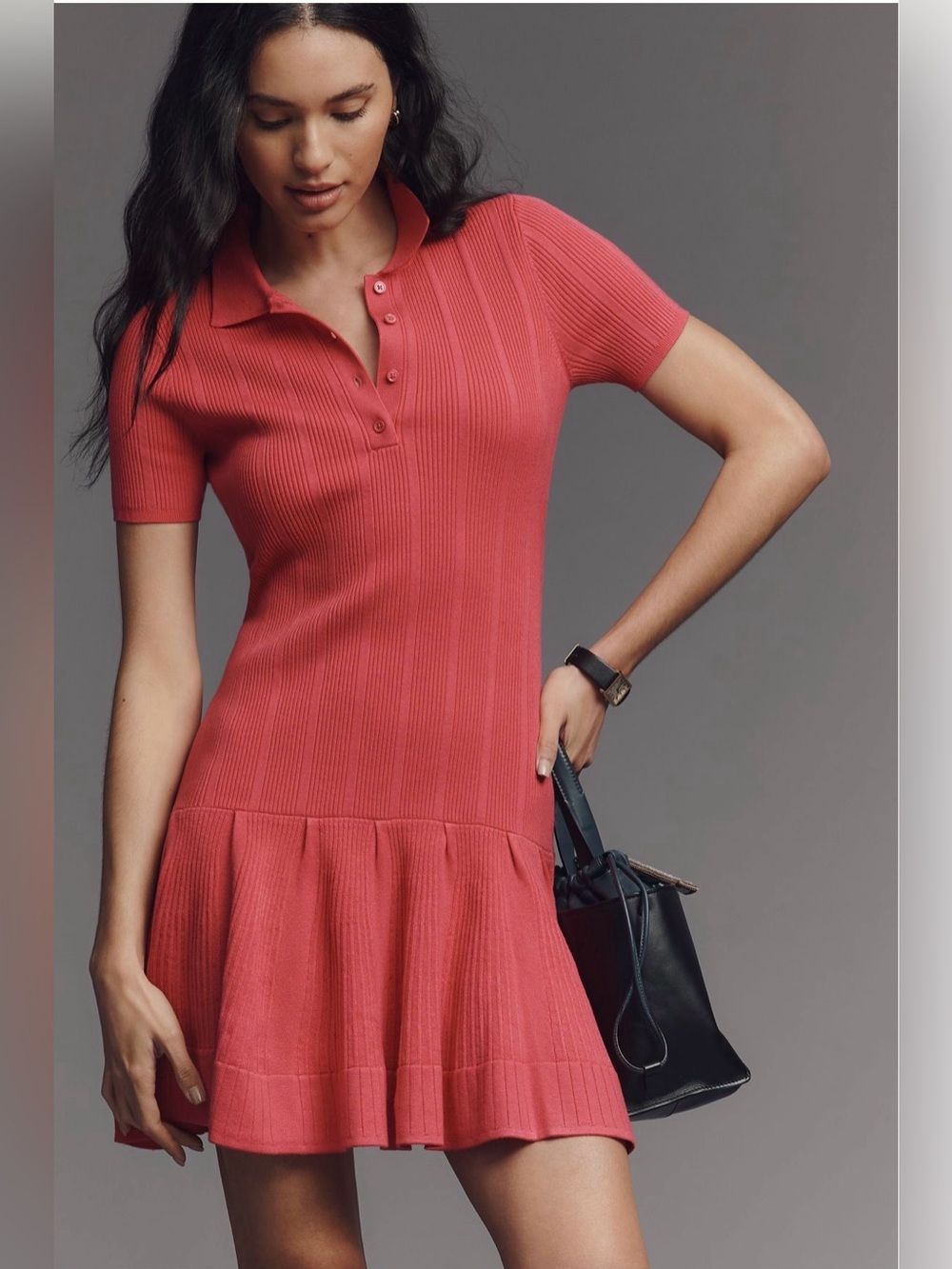 Anthropologie Maeve Short-Sleeve Polo Mini Dress